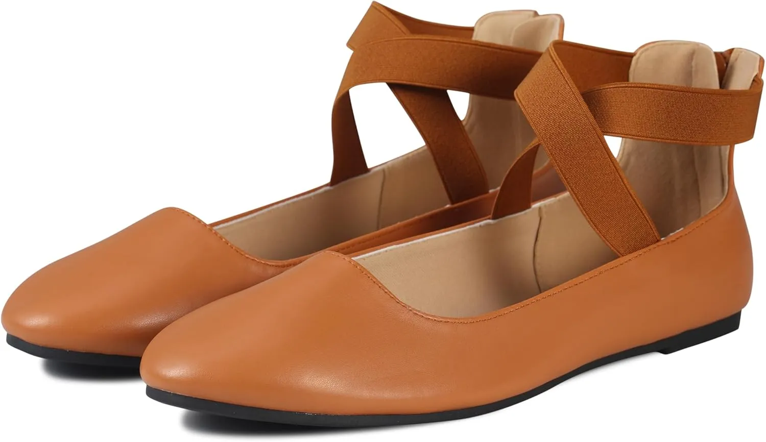 Women's Flats Comfortable Fashion Shoes for Women with Elastic Ankle Straps Dressy Ballerina Style Closed Toe s for Women Casual Flat