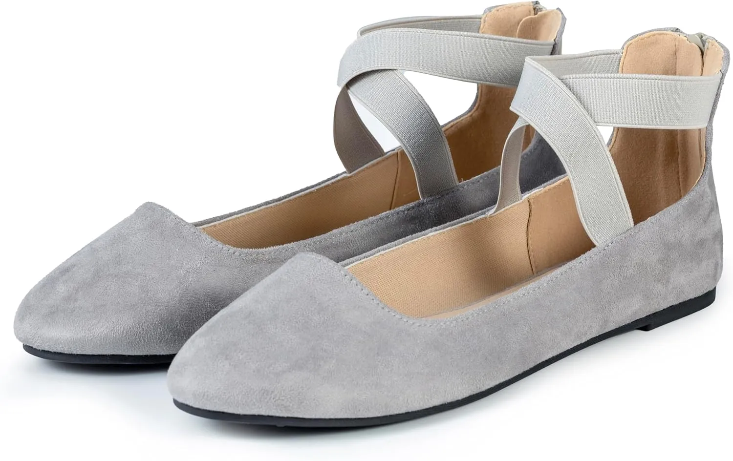 Women's Flats Comfortable Fashion Shoes for Women with Elastic Ankle Straps Dressy Ballerina Style Closed Toe s for Women Casual Flat