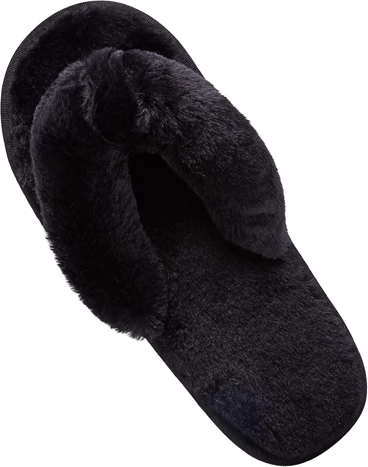 Women's Fuzzy Memory Foam Flip Flop Slippers Soft Comfy Open Toe Slip On Spa Thong Flat Sandals Ladies House Home Furry Sandal Slides Indoor Outdoor