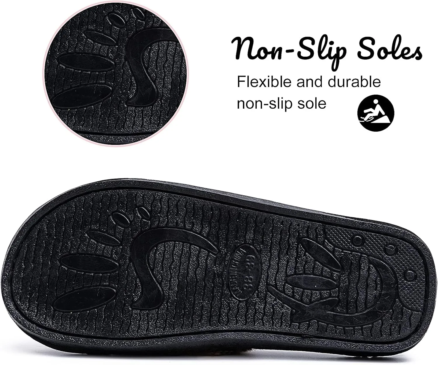 Women's Fuzzy Memory Foam Flip Flop Slippers Soft Comfy Open Toe Slip On Spa Thong Flat Sandals Ladies House Home Furry Sandal Slides Indoor Outdoor