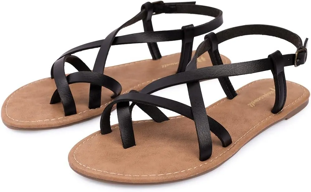 Women's Gladiator Flat Sandals Fisherman Strappy Sandals Ankle Strap Sandals