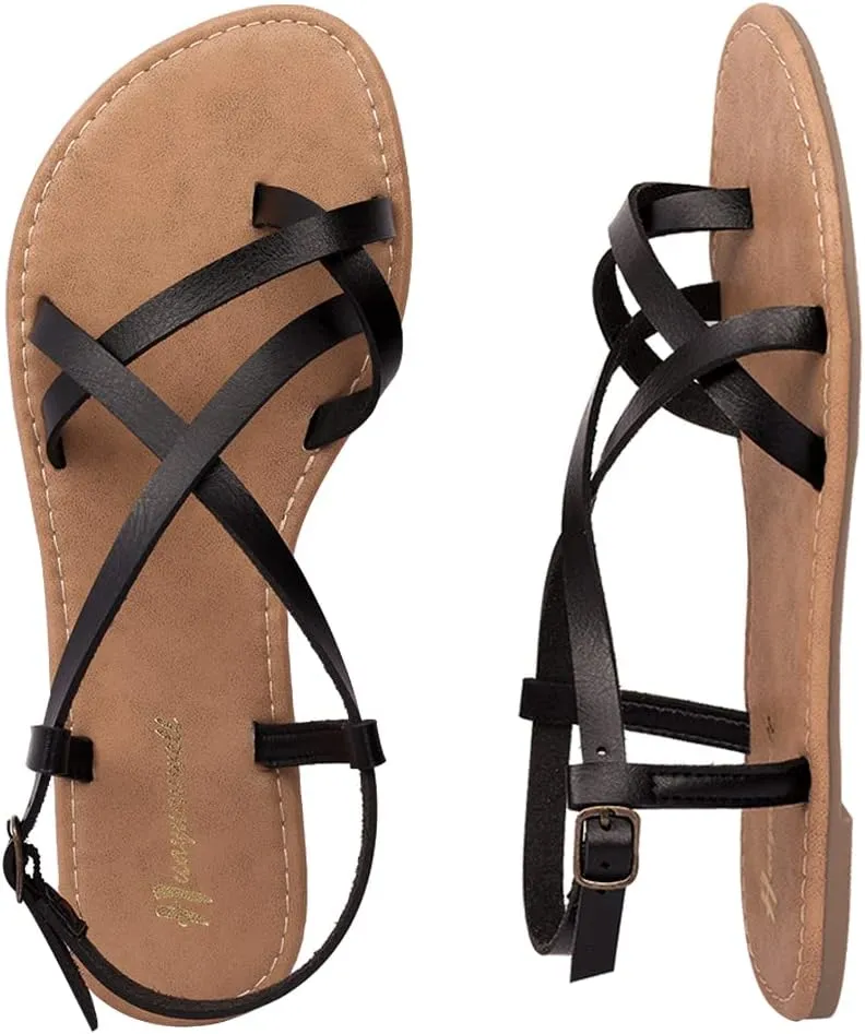 Women's Gladiator Flat Sandals Fisherman Strappy Sandals Ankle Strap Sandals