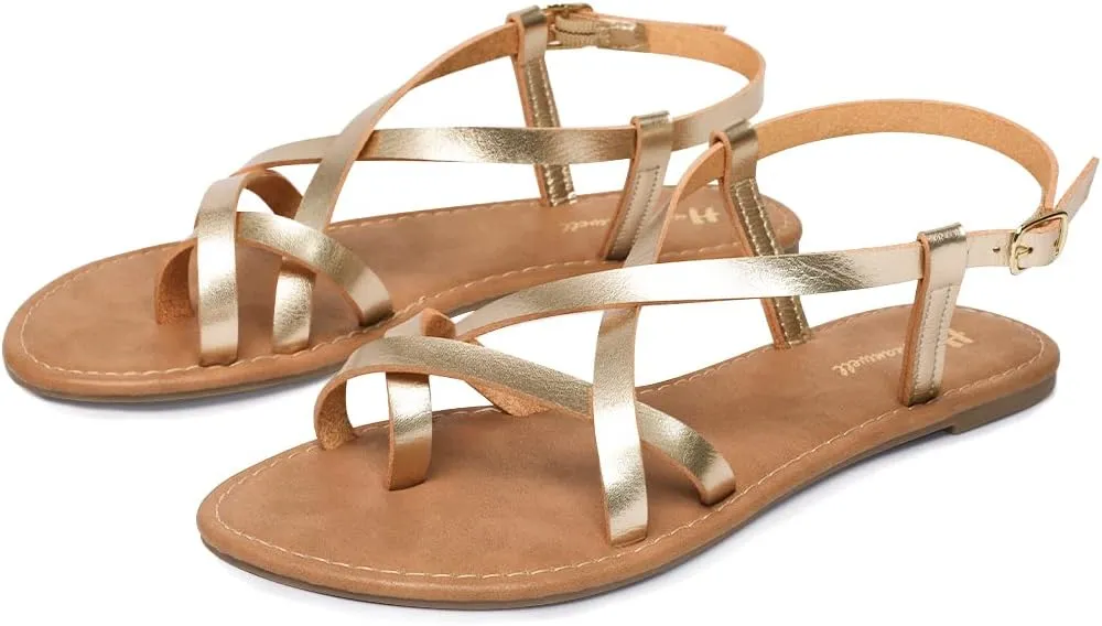Women's Gladiator Flat Sandals Fisherman Strappy Sandals Ankle Strap Sandals