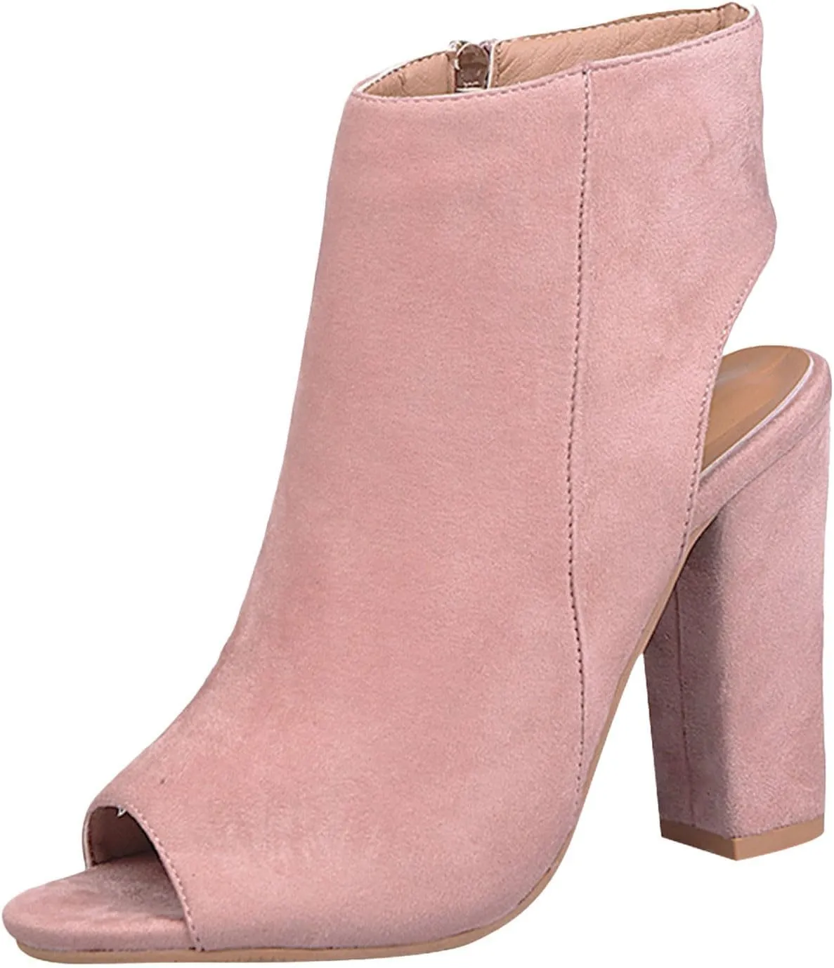 Women's High Heel Open Toe Platform Dress Boots Ladies Sexy Pump Boots Fashion Cutout Side Strap Zipper Backless Booties
