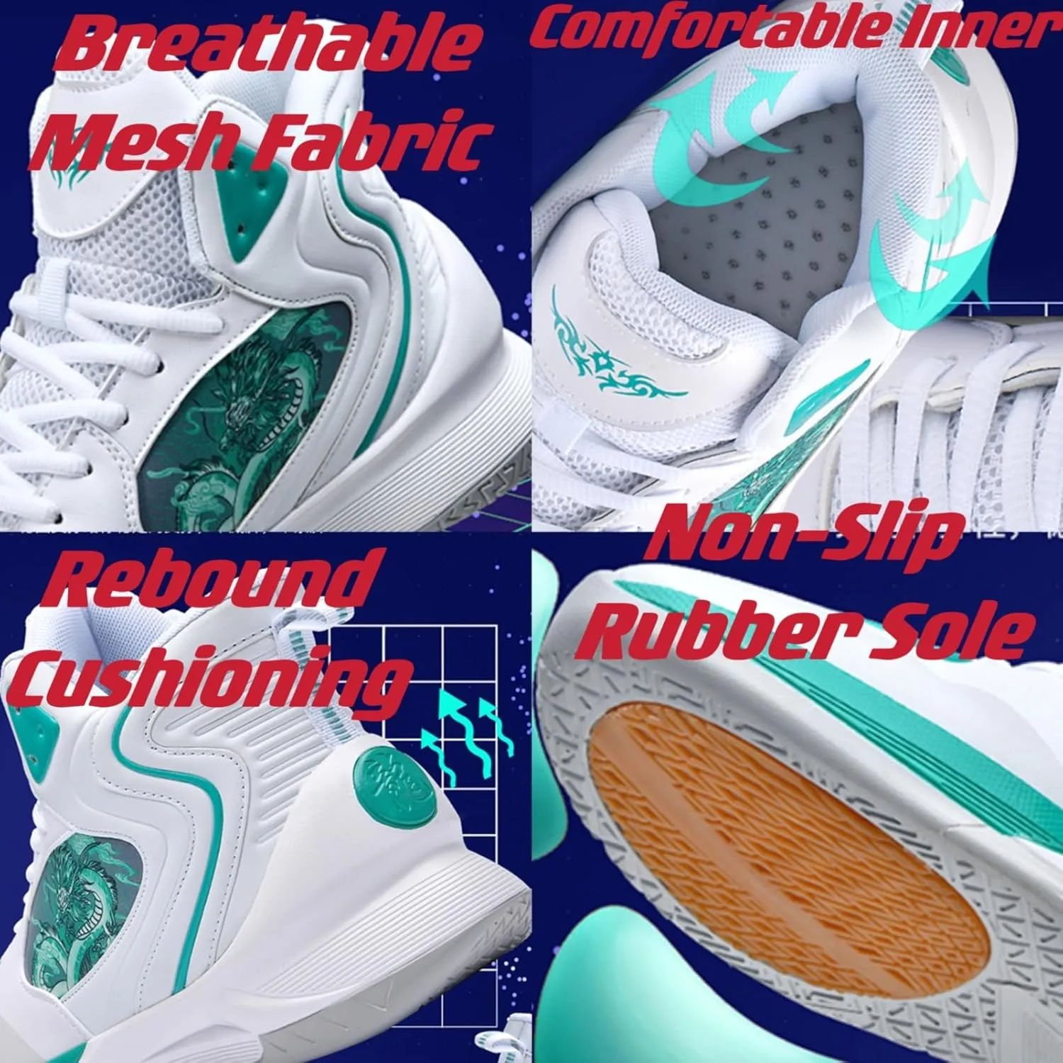 Womens High Top Chinese Stylish Basketball Shoes Comfortable Lace Up Athletic Sports Running Sneakers Non-Slip Soft Tennis Walking Shoes