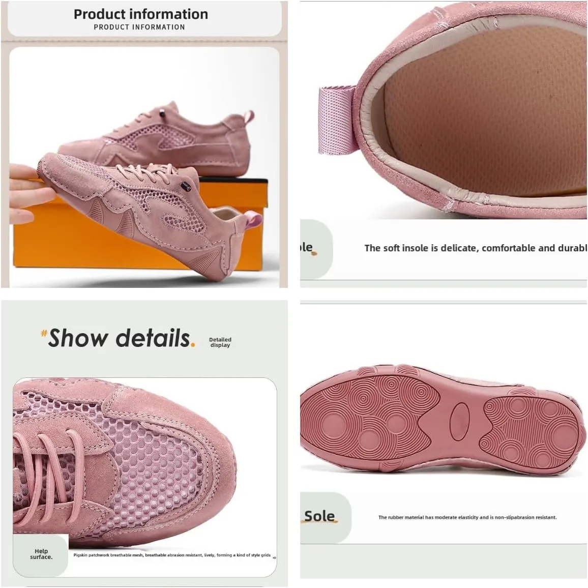 Women's Leather Outdoor Mesh Shoes Breathable Summer Sneakers Non-Slip Slip On Lightweight Sneakers Hiking & Walking Shoes