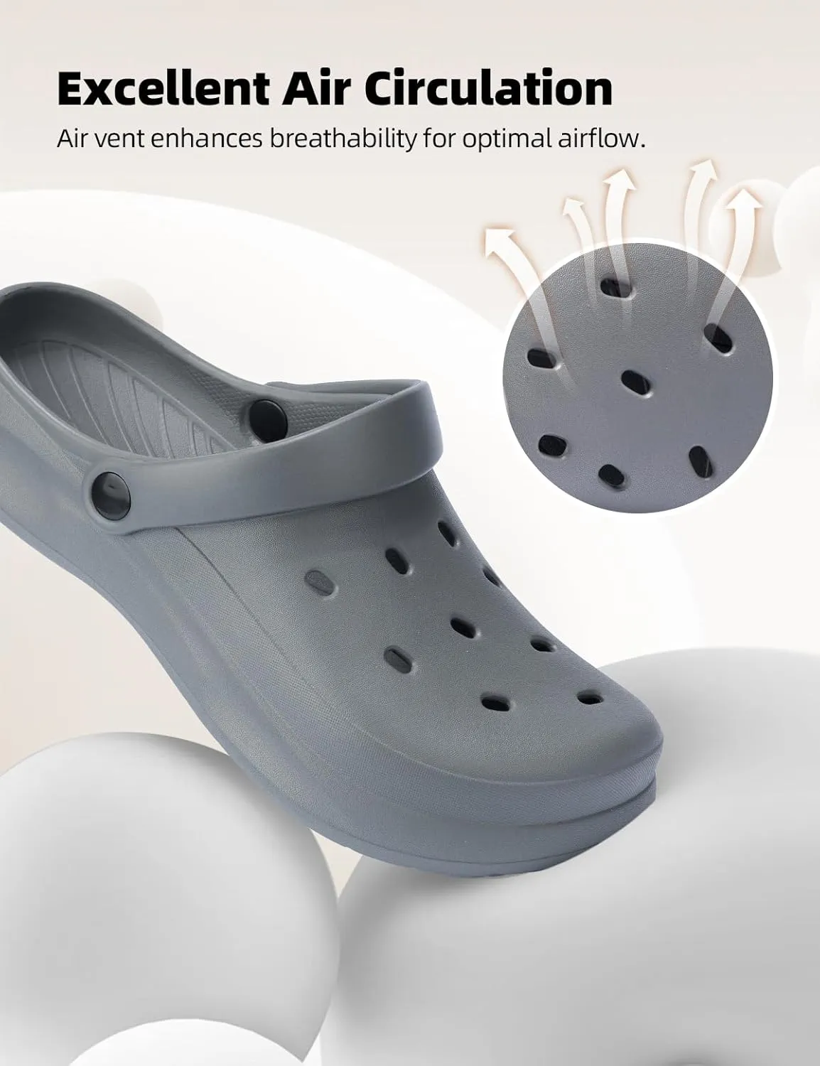 Womens Mens Garden Clogs with Arch Support Slip-On Work Shoes, Quick-Dry Water Sandals, Casual Comfortable Slippers