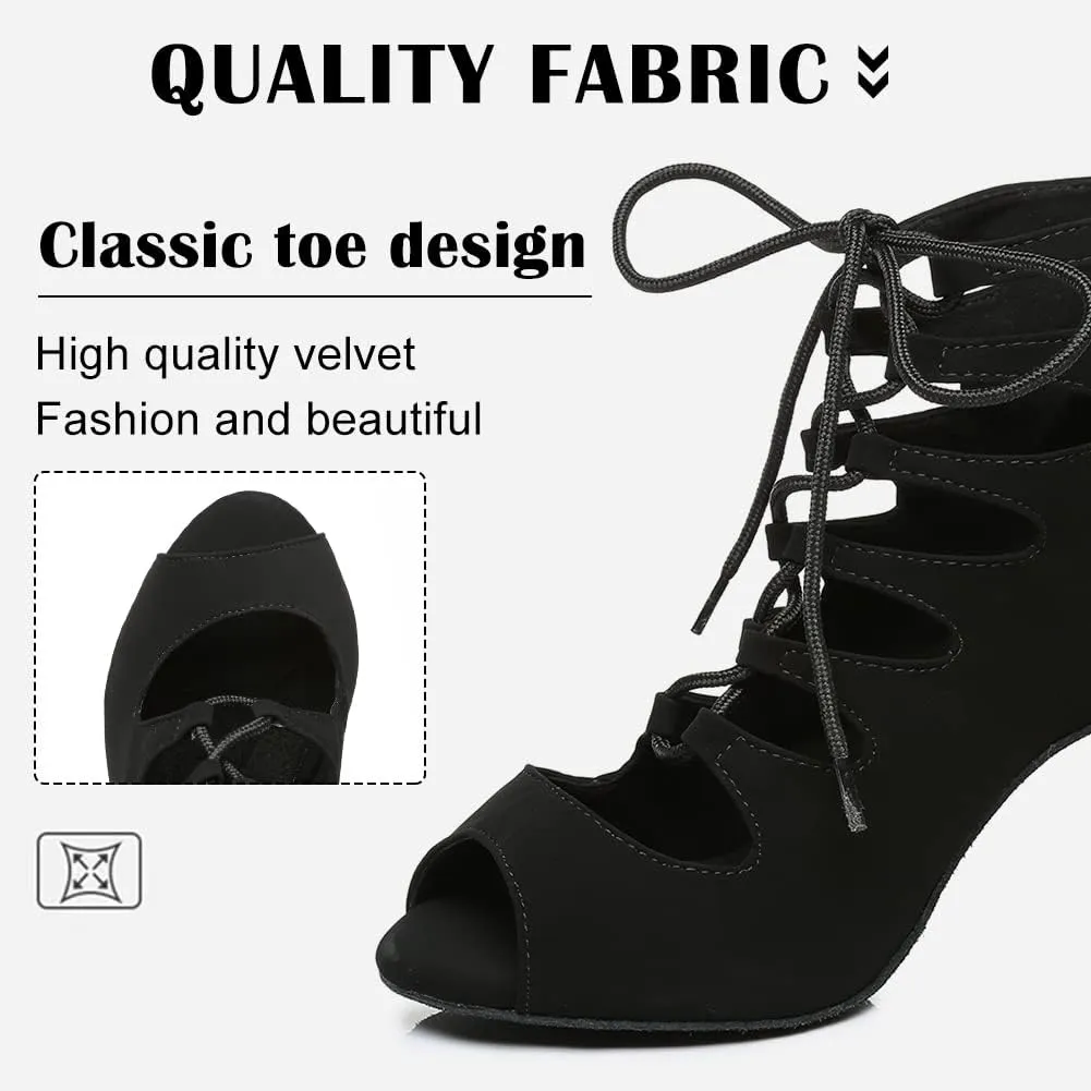 Women's Open Toe Ankle Latin Dance Boots Salsa Ballrooom Performence Practice Party Dance Shoes,YCL456