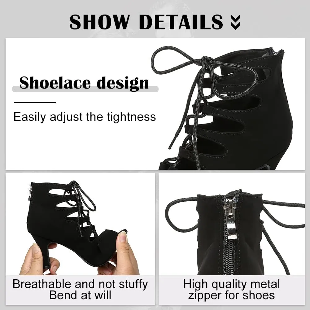 Women's Open Toe Ankle Latin Dance Boots Salsa Ballrooom Performence Practice Party Dance Shoes,YCL456