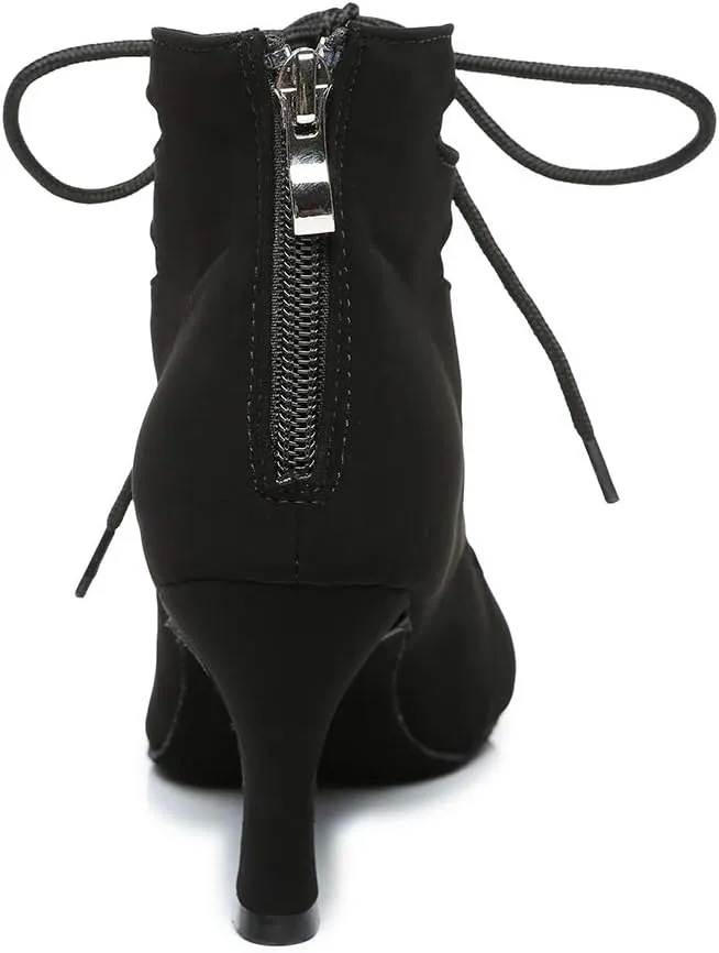 Women's Open Toe Ankle Latin Dance Boots Salsa Ballrooom Performence Practice Party Dance Shoes,YCL456