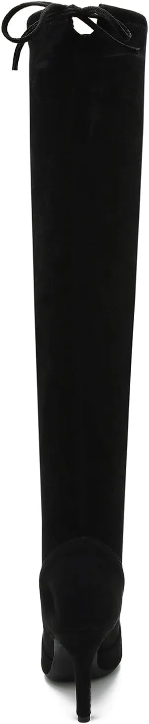 Women's Peep Toe Thigh High Boots Over The Knee Boot Sexy Stiletto Heel Lace Up Open Toe Pull on Long Boots