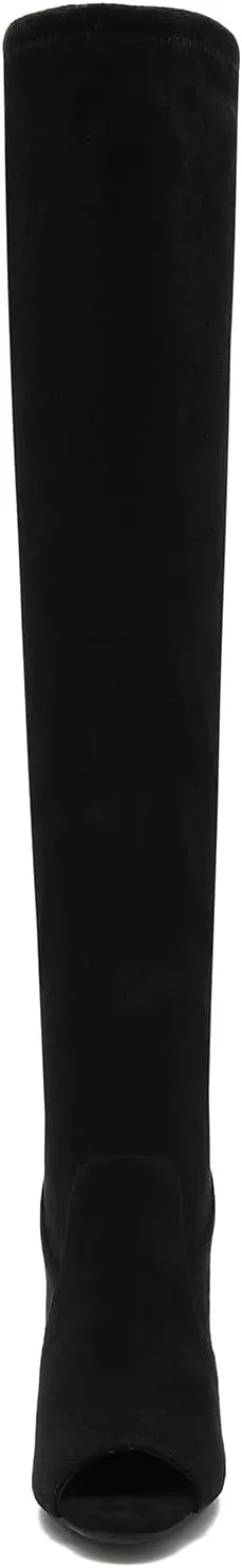 Women's Peep Toe Thigh High Boots Over The Knee Boot Sexy Stiletto Heel Lace Up Open Toe Pull on Long Boots
