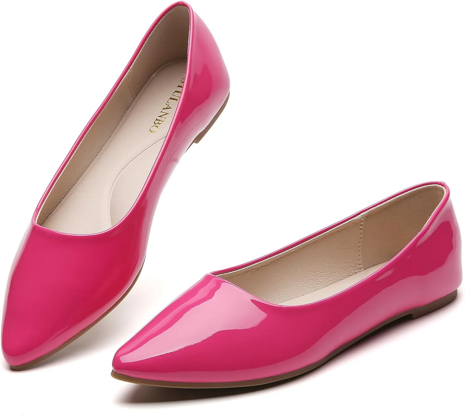 Women's Pointy Toe Loafer Flat Comfortable Faux Suede Work Shoes, Cute Penny Loafer Slip On Ballet Flat