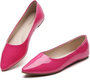 Women's Pointy Toe Loafer Flat Comfortable Faux Suede Work Shoes, Cute Penny Loafer Slip On Ballet Flat