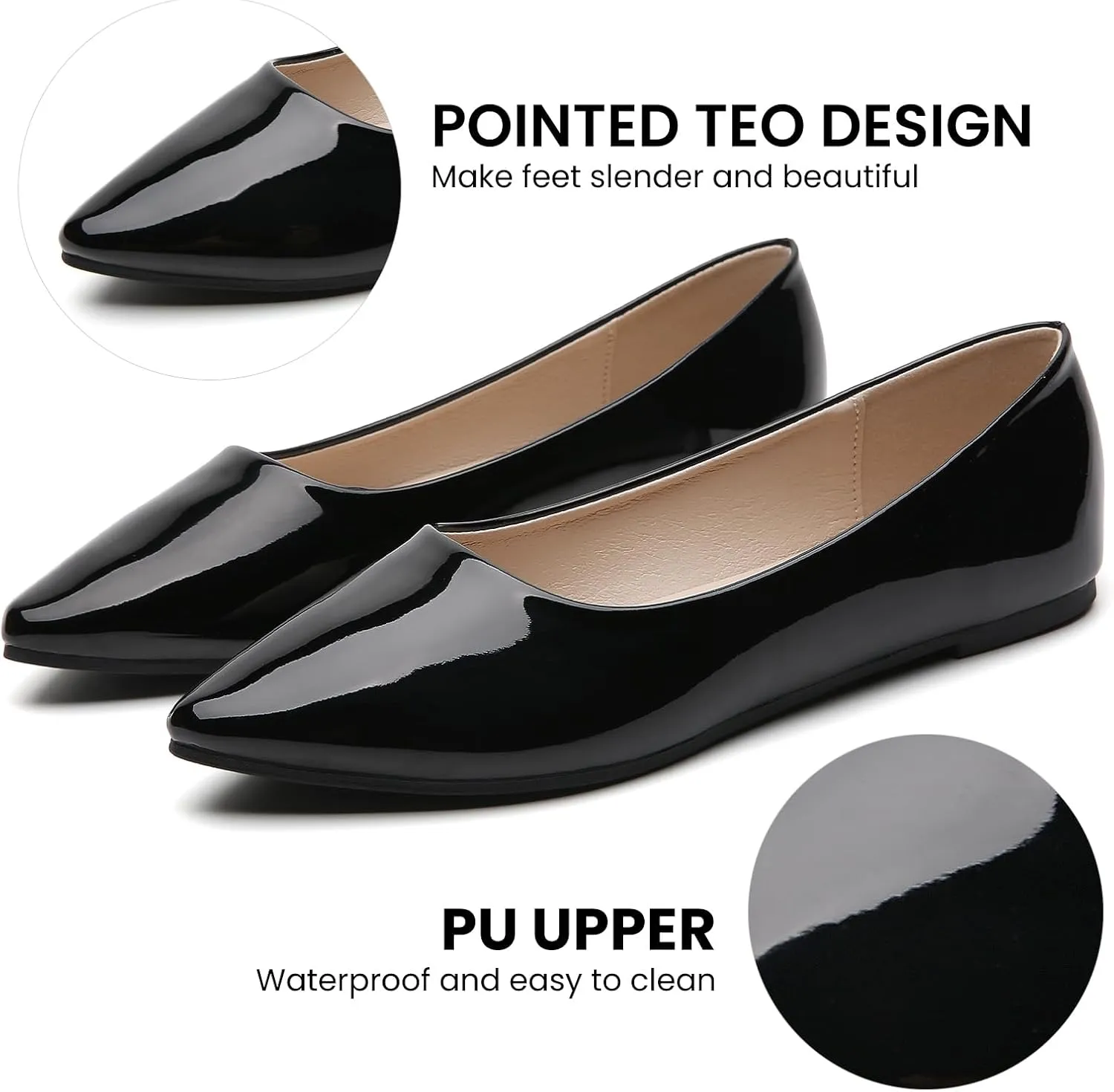 Women's Pointy Toe Loafer Flat Comfortable Faux Suede Work Shoes, Cute Penny Loafer Slip On Ballet Flat