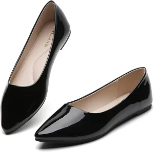 Women's Pointy Toe Loafer Flat Comfortable Faux Suede Work Shoes, Cute Penny Loafer Slip On Ballet Flat