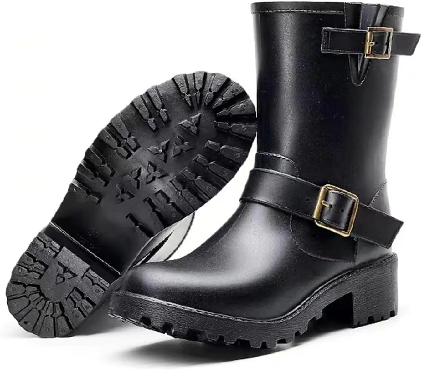 Women's rain boots Mid-Calf Waterproof, Water Boots for Women Anti-slip Soft Outsole