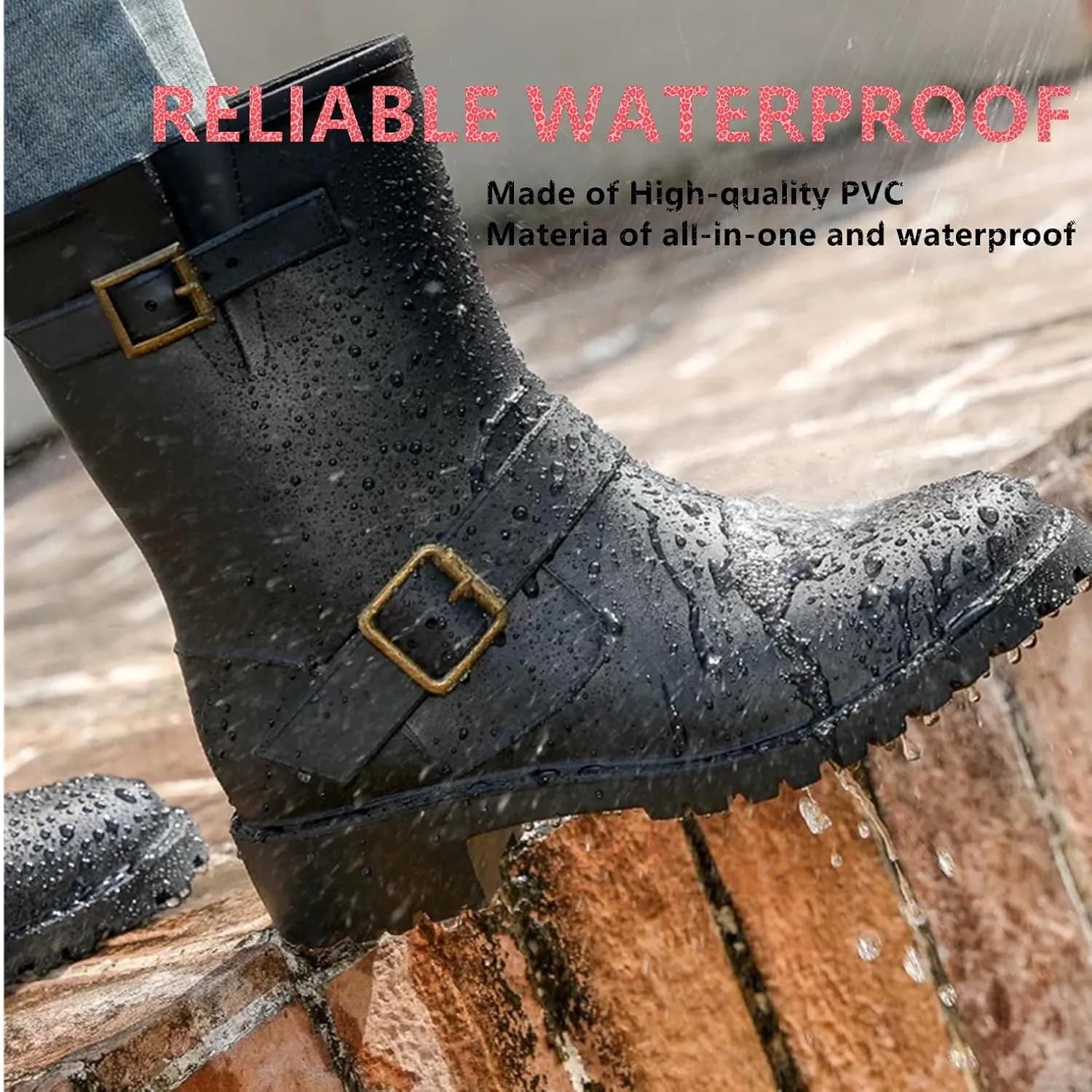 Women's rain boots Mid-Calf Waterproof, Water Boots for Women Anti-slip Soft Outsole