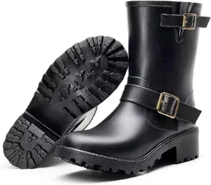 Women's rain boots Mid-Calf Waterproof, Water Boots for Women Anti-slip Soft Outsole