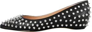 Women's Rivet Pointed Toe Slip on Flats Shoes,Fashion Studded Leather Comfortable Office