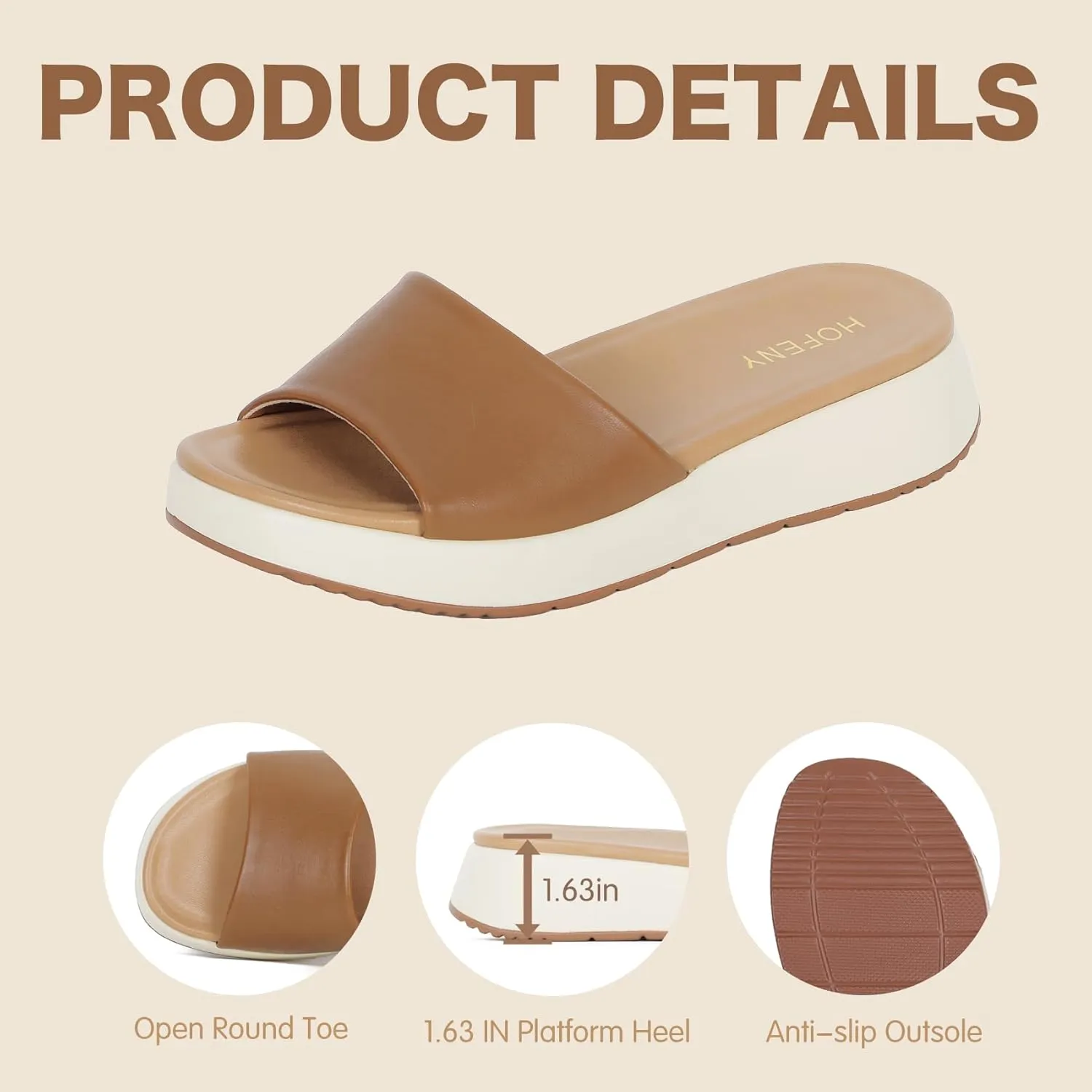 Womens Sandals Platform Classic Faux Leather Comfortable Slide for Summer Size 6-11