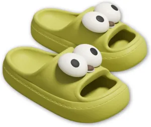 Women’s Slides Cute Bathroom Slippers Non-Slip Couple Matching Sandals with Cartoon Eyes
