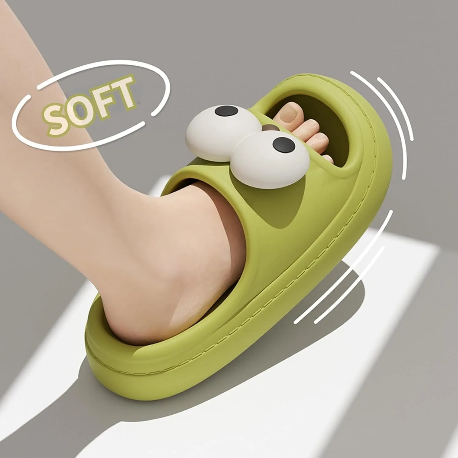 Women’s Slides Cute Bathroom Slippers Non-Slip Couple Matching Sandals with Cartoon Eyes