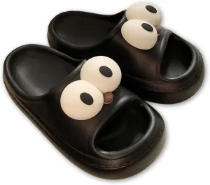 Women’s Slides Cute Bathroom Slippers Non-Slip Couple Matching Sandals with Cartoon Eyes