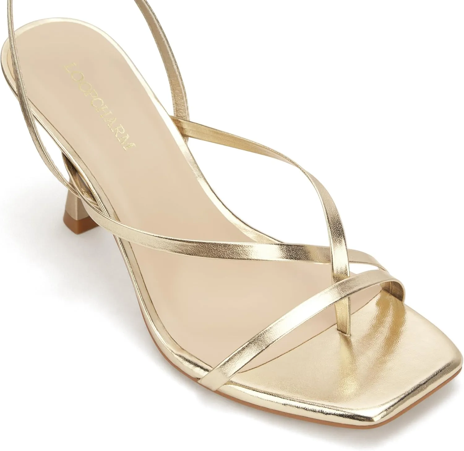 Women's Strappy High Heels Sandals Square Open Toe Ankle Strap Slingback Thong Stilettos Shoes for Wedding