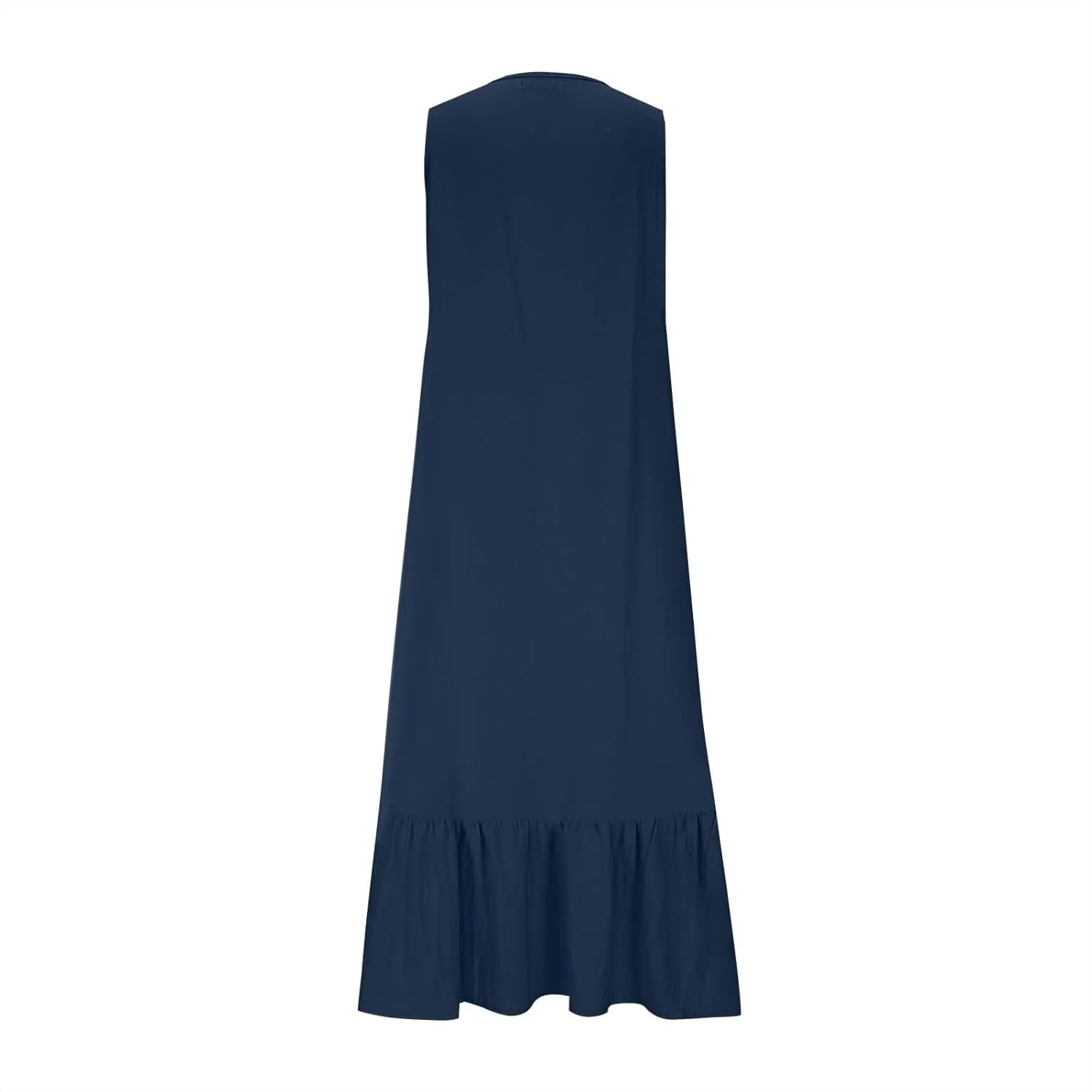 Women's Summer Sleeveless V-Neck Maxi Dress A-Line Flowy Beach with Ruffle Trim Wrap Style Long Dress
