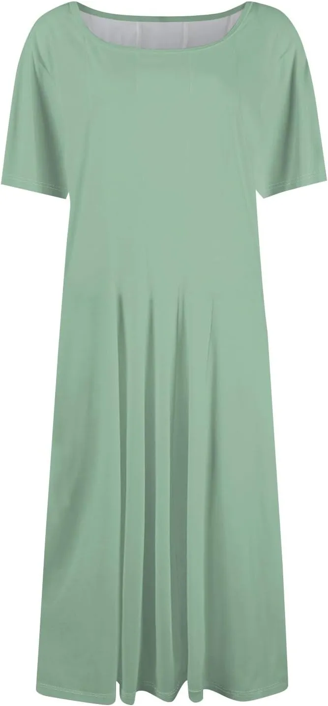 Womens Summer Travel Dress 2025 Short Sleeve Midi Work Casual Teacher Outfits