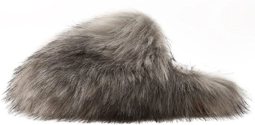 Womens Winter Fuzzy Fluffy Furry Faux Fur Slippers Warm Cozy House Sandals Slides Bedroom Shoes Anti-Slip Indoor Outdoor Slippers
