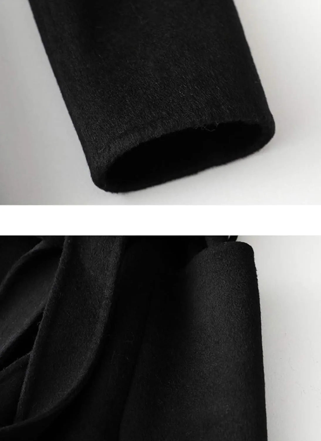 Womens Wool Trench Coats Autumn Winter 100% Wool Solid Color V-Neck Coat Slim Warm Long Overcoat Belt Jackets Outwear