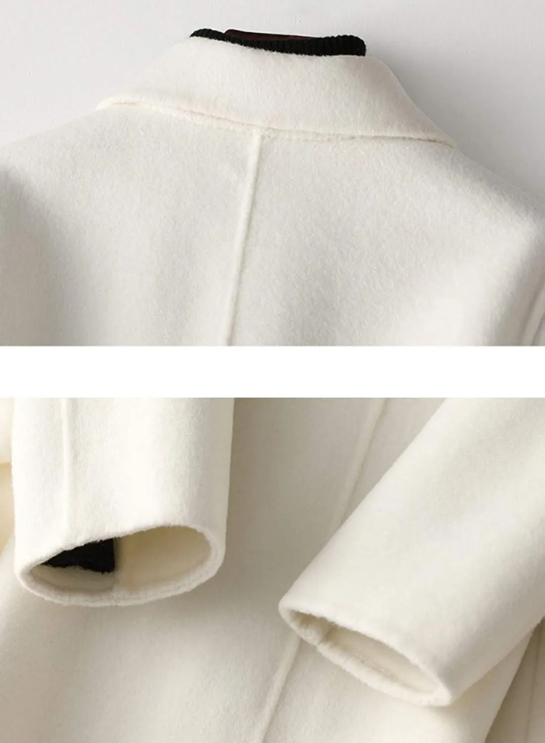 Womens Wool Trench Coats Autumn Winter 100% Wool Solid Color V-Neck Coat Slim Warm Long Overcoat Belt Jackets Outwear