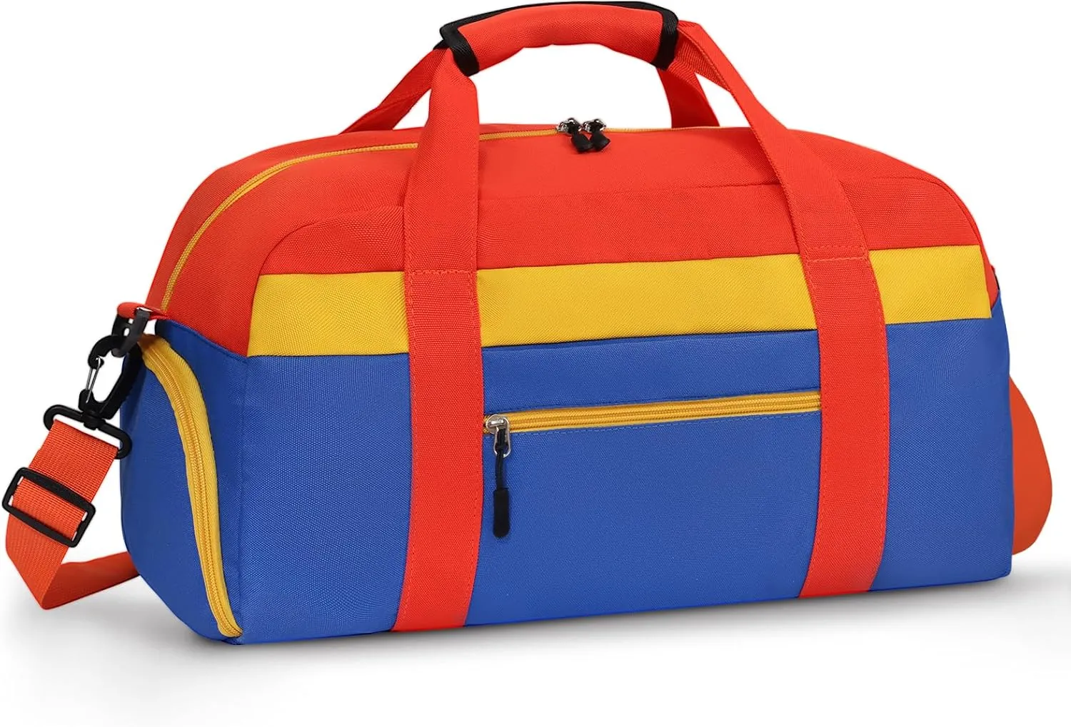 WOOMADA Travel Duffle Bag, Weekend Bag with Wet Pocket & Trolley Sleeve, Overnight Bag With Shoe Compartment, Fit for Sports Practice, Travel and Gifts(red blue)