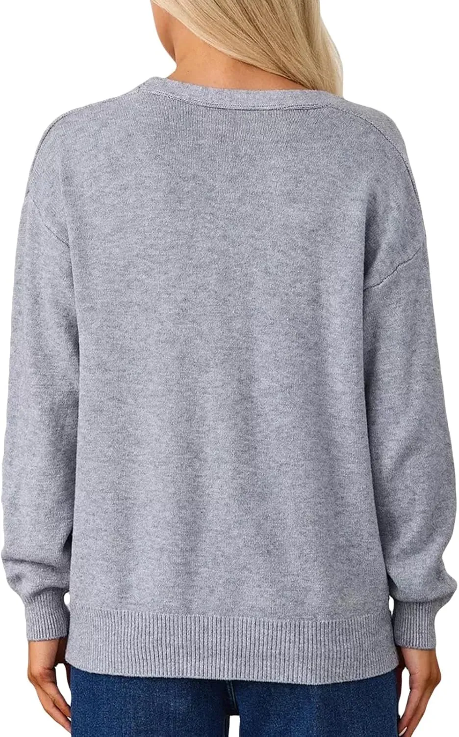 Wowcarbazole Women's Cardigan Sweaters Long Sleeve Open Front Button Down Lightweight Casual Knit Sweater Coat with Pockets
