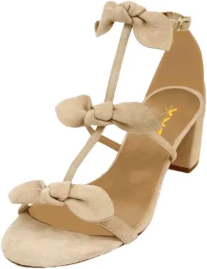 XYD Women Block Chunky Heels Open Toe Sandals BowKnots Gladiator Strappy Pumps Cute Party Casual Shoes