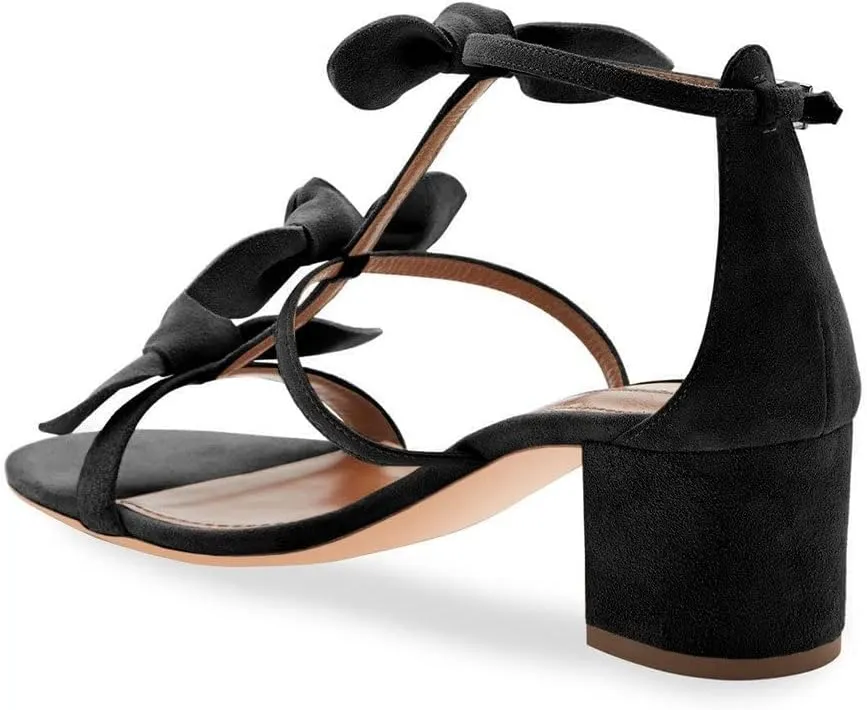 XYD Women Block Chunky Heels Open Toe Sandals BowKnots Gladiator Strappy Pumps Cute Party Casual Shoes
