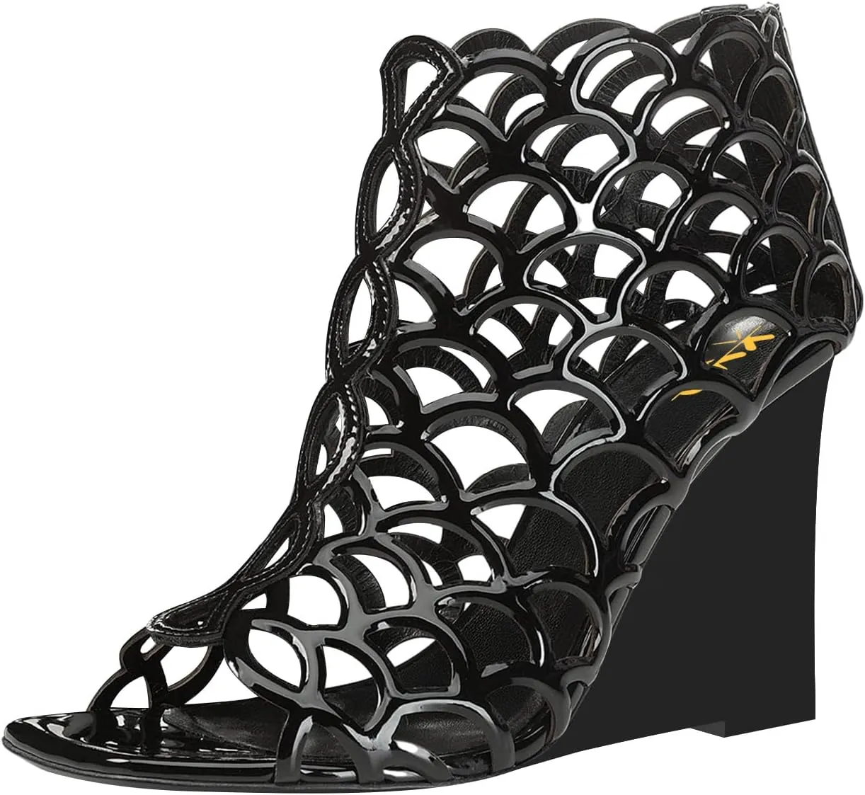 XYD Women Cutout Square Open Toe Wedges High Heel Sandals Back Zipper Gladiator Strappy Event Dress Shoes