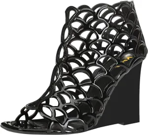 XYD Women Cutout Square Open Toe Wedges High Heel Sandals Back Zipper Gladiator Strappy Event Dress Shoes