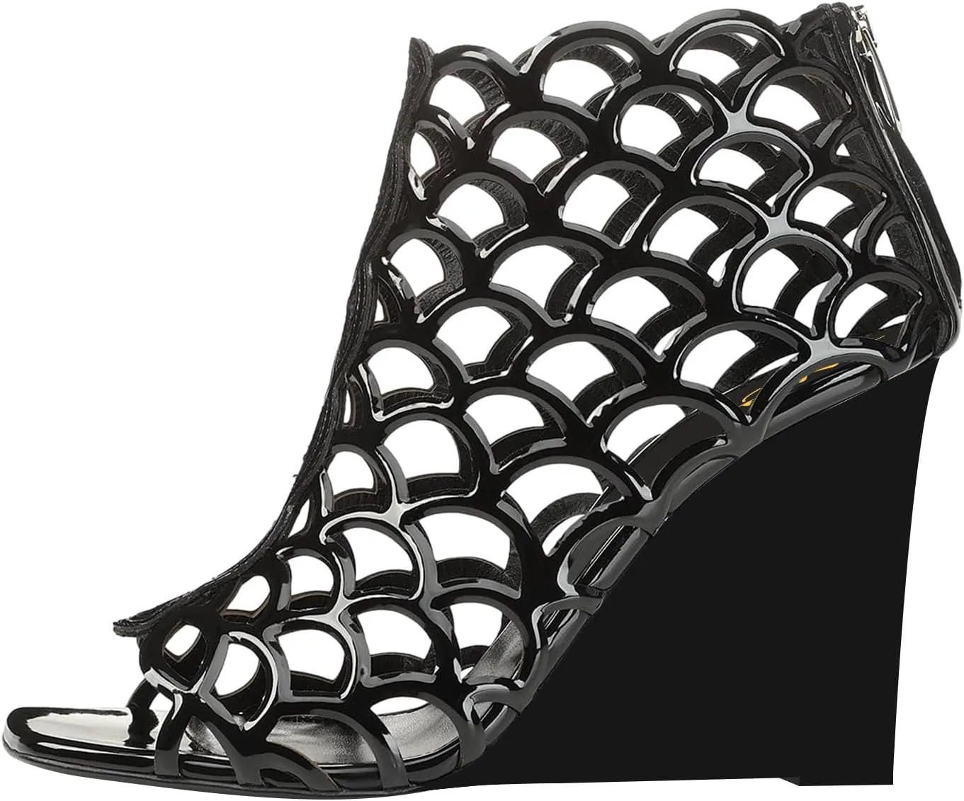 XYD Women Cutout Square Open Toe Wedges High Heel Sandals Back Zipper Gladiator Strappy Event Dress Shoes