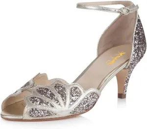 XYD Women Dance Ballroom Latin Jazz Sandals Kitten Heels Peep Toe Ankle Strap Butterfly Bridal Evening Fancy Pumps Shoes