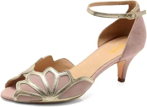 XYD Women Dance Ballroom Latin Jazz Sandals Kitten Heels Peep Toe Ankle Strap Butterfly Bridal Evening Fancy Pumps Shoes