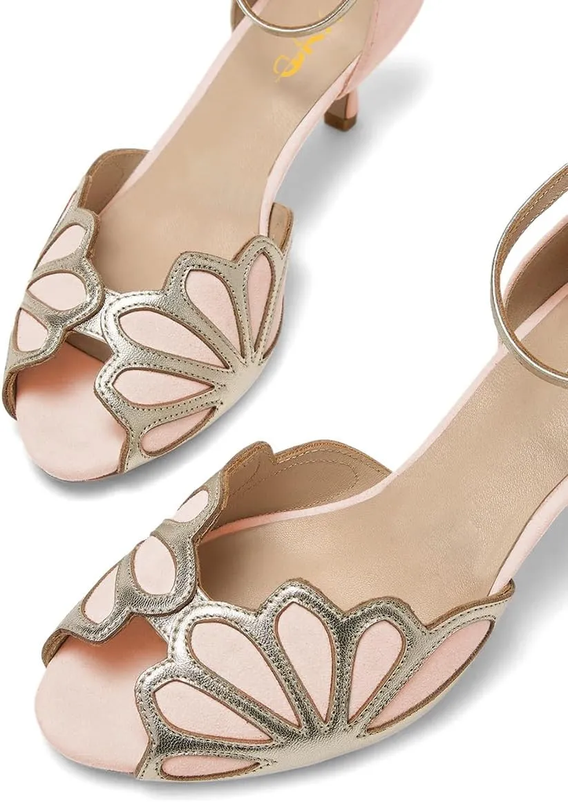 XYD Women Dance Ballroom Latin Jazz Sandals Kitten Heels Peep Toe Ankle Strap Butterfly Bridal Evening Fancy Pumps Shoes