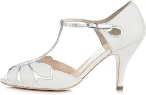 XYD Women Dance Ballroom Latin Jazz Sandals Mid Heels Peep Toe T-Strap Butterfly Bridal Evening Fancy Pumps Shoes