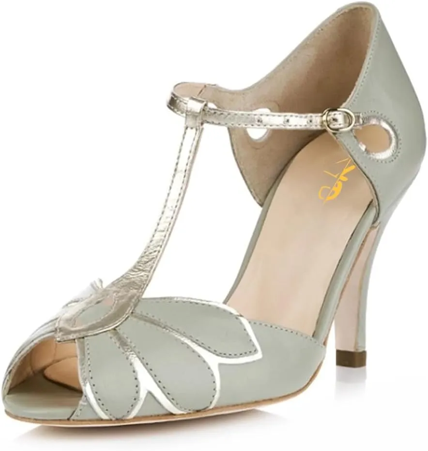 XYD Women Dance Ballroom Latin Jazz Sandals Mid Heels Peep Toe T-Strap Butterfly Bridal Evening Fancy Pumps Shoes