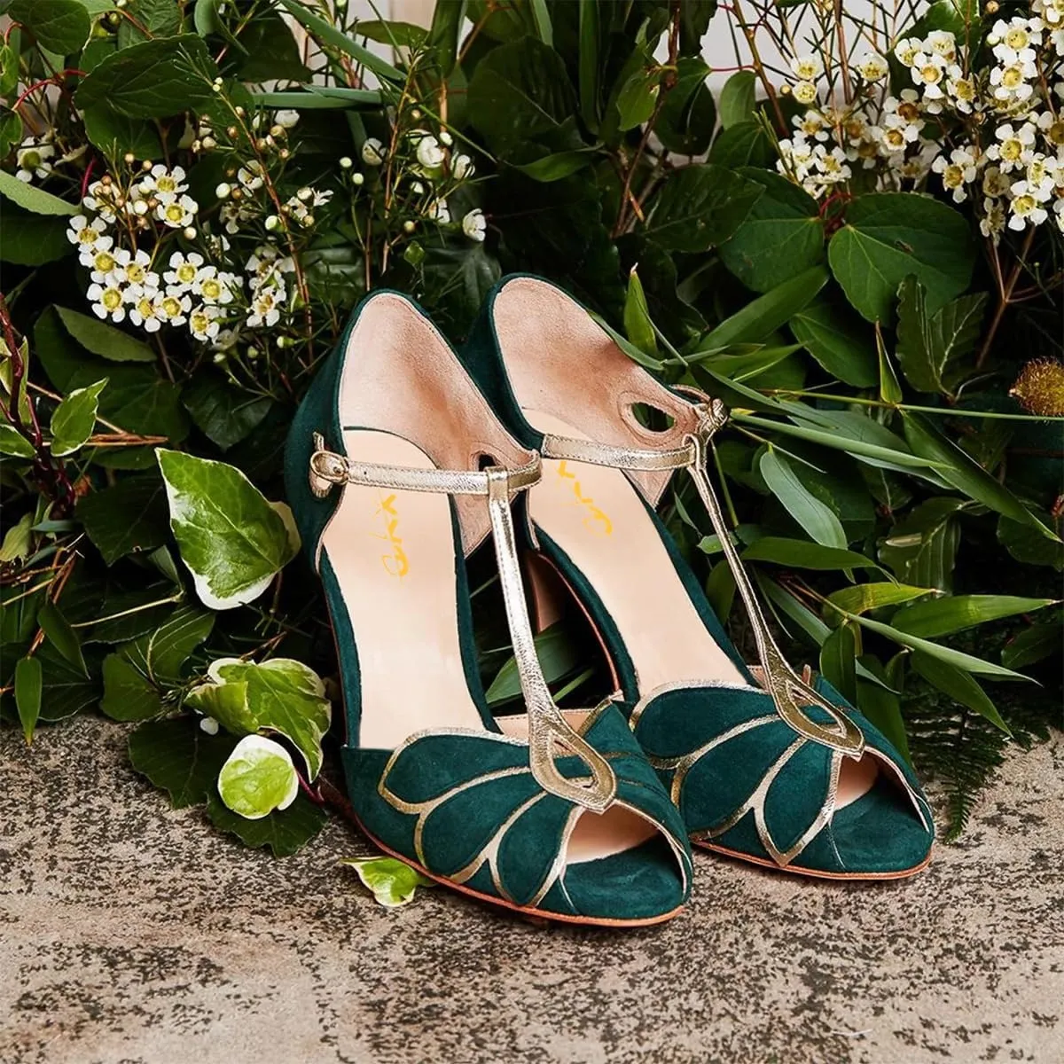 XYD Women Dance Ballroom Latin Jazz Sandals Mid Heels Peep Toe T-Strap Butterfly Bridal Evening Fancy Pumps Shoes