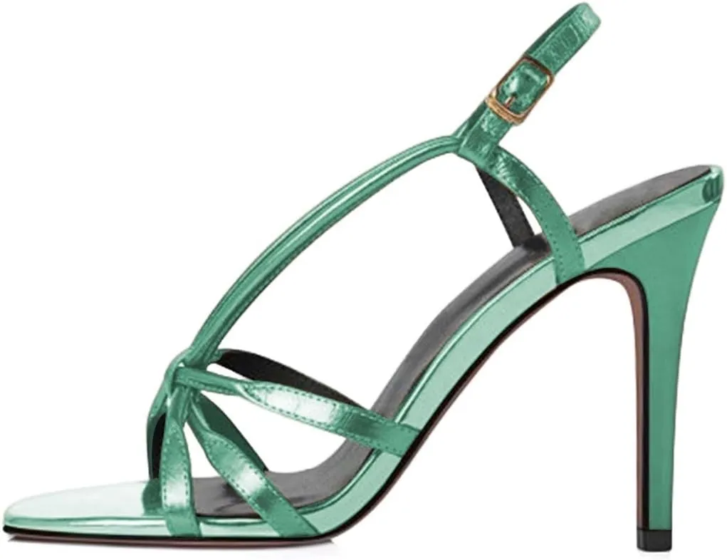 XYD Women Fashion Open Toe High Stiletto Heel Slingback Pull On Sandals Evening Party Dating Shoes with Adjustable Buckle
