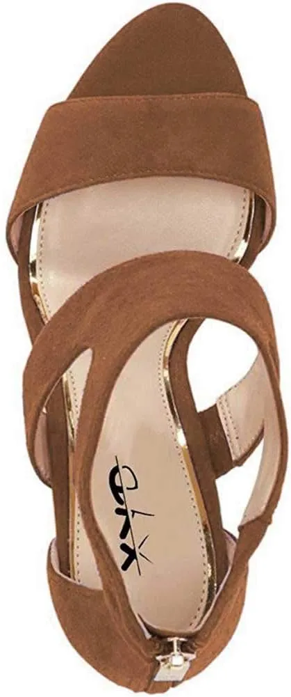 XYD Women Open Toe Sandals Ankle Wrap Back Zipper Mid Kitten Heels Cutout Strappy Comfort Classy Dress Shoes