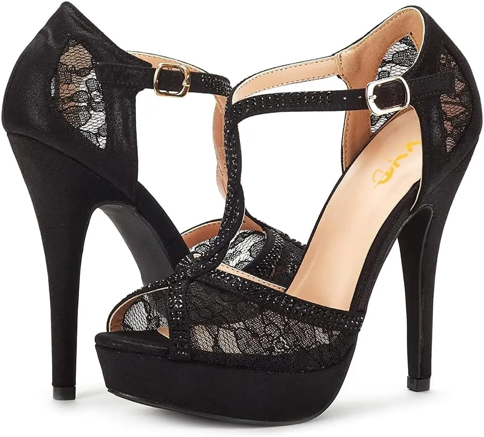 XYD Women Peep Toe Sexy Lace Crystals High Heels Platform Sandals Twining Straps Wedding Ceremony Bride Shoes